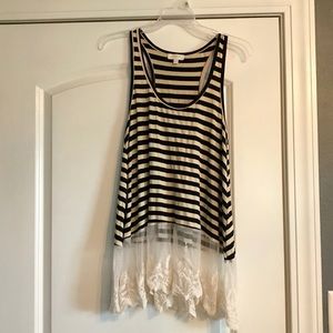 Lace Striped Racerback Flowy Tank
